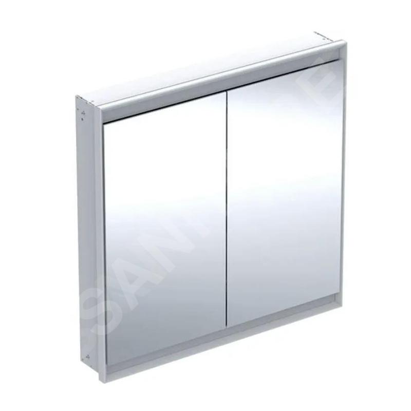 Geberit ONE - Armoire miroir avec éclairage LED, 900x900x150 mm, 2 portes, encastrée, aluminium 505.803.00.1