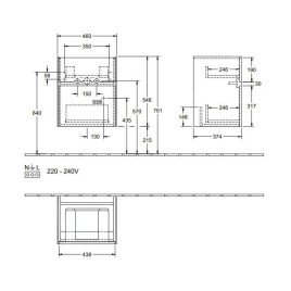 Villeroy & Boch Collaro - Meuble-vasque, 460x546x374 mm, 2 tiroirs, Glossy White C00600DH