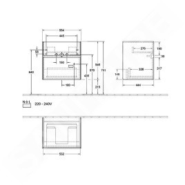 Villeroy & Boch Collaro - Meuble-vasque, 554x546x444 mm, 2 tiroirs, Glossy White C00800DH