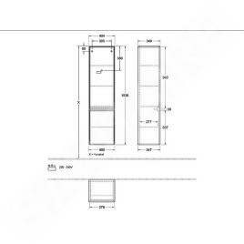 Villeroy & Boch Collaro - Meuble haut, 404x1538x349 mm, 2 portes, charnières à droite, Glossy White C03301DH