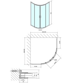 Polysan Easy Line - Cabine de douche quart de cercle, 900 x 900 mm, aluminium poli/verre clair EL2615