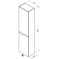 Ravak Classic II - Armoire haute, 1600x400x260 mm, 2 portes, charnières à droite, blanc brillant / gris X000001475