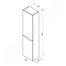 Ravak Classic II - Armoire haute, 1600x400x260 mm, 2 portes, charnières à gauche, blanc brillant X000001472