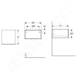 Geberit ONE - Meuble latéral 45x25x47 cm, 1 tiroirs, lave 505.078.00.3