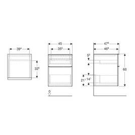Geberit iCon - Armoire latérale 45x60x48 cm, 2 tiroirs, lave 502.315.JK.1