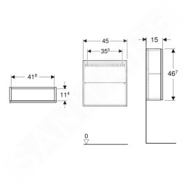 Geberit iCon - Armoire 45x47x15 cm, 1 porte, charnières G/D, chêne 502.319.JH.1