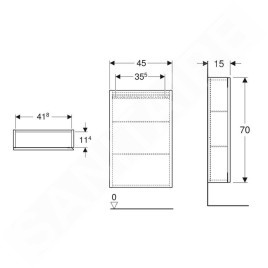 Geberit iCon - Armoire 45x70x15 cm, 1 porte, charnières G/D, chêne 502.318.JH.1