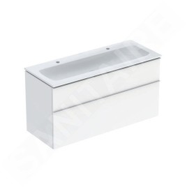 Geberit iCon - Meuble avec double lavabo, 118x48x63 cm, 2 tiroirs, blanc brillant 502.338.01.1