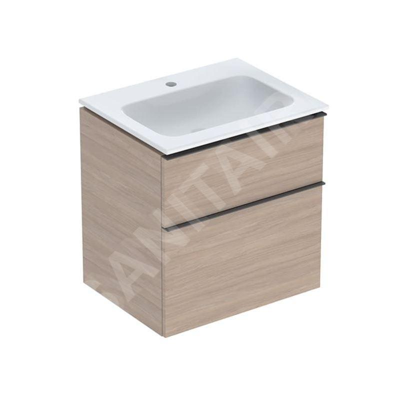 Geberit iCon - Armoire avec lavabo, 60x48x63 cm, 2 tiroirs, KeraTect, chêne 502.331.JH.1