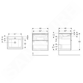 Geberit iCon - Armoire avec lavabo, 60x48x63 cm, 2 tiroirs, KeraTect, chêne 502.331.JH.1
