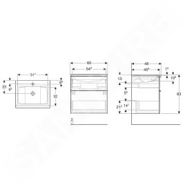 Geberit iCon - Armoire avec lavabo, 60x48x63 cm, 2 tiroirs, lave 502.335.JK.1