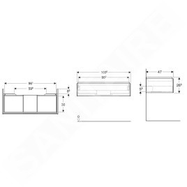 Geberit ONE - Meuble lavabo 104x27x47 cm, 1 tiroir, lave 505.074.00.3