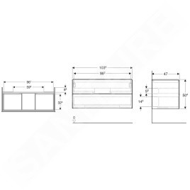 Geberit ONE - Meuble lavabo 104x50x47 cm, 2 tiroirs, chêne 505.264.00.5