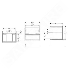 Geberit ONE - Meuble lavabo 59x50x47 cm, 2 tiroirs, chêne 505.261.00.5