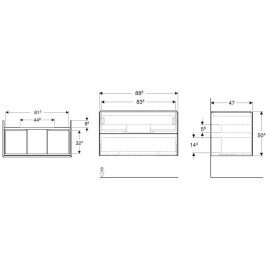 Geberit ONE - Meuble lavabo 89x50x47 cm, 2 tiroirs, chêne 505.263.00.5
