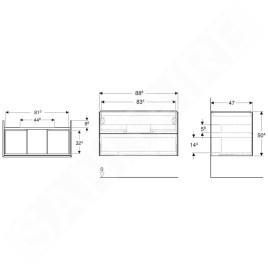 Geberit ONE - Meuble lavabo 89x50x47 cm, 2 tiroirs, lave 505.263.00.3