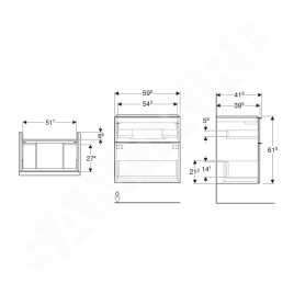 Geberit iCon - Meuble lavabo, 59x62x42 mm, 2 tiroirs, lave 502.307.JK.1