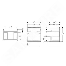 Geberit iCon - Meuble lavabo, 59x62x48 mm, 2 tiroirs, lave 502.303.JK.1