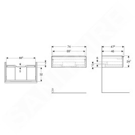 Geberit iCon - Meuble lavabo, 74x25x48 cm, 1 tiroir, lave 502.311.JK.1