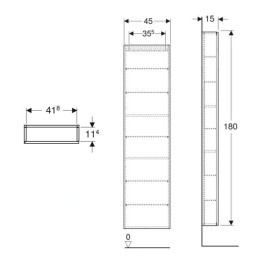 Geberit iCon - Armoire haute 180x45x15 cm, 1 porte, charnières G/D, miroir intérieur, chêne 502.317.JH.1