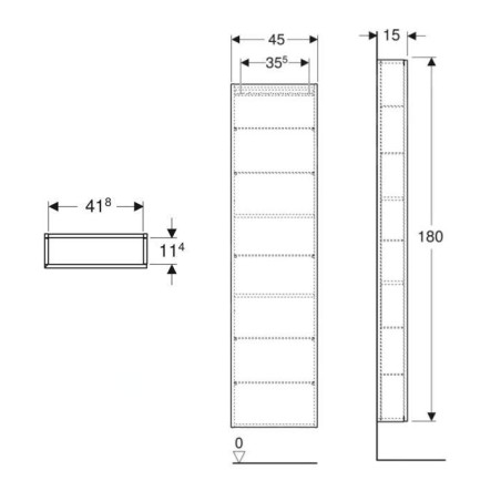 Geberit iCon - Armoire haute 180x45x15 cm, 1 porte, charnières G/D, miroir intérieur, chêne 502.317.JH.1