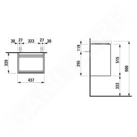 Laufen Lani - Meuble-vasque 44x34x52 cm, 1 porte, charnières à droite, blanc mat H4035021122601