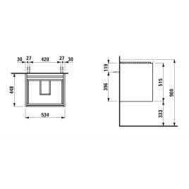 Laufen Lani - Meuble-vasque, 54x45x52 cm, 2 tiroirs, blanc mat H4035221122601