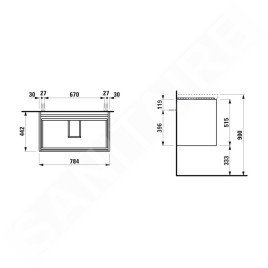 Laufen Lani - Meuble-vasque, 79x44x52 cm, 2 tiroirs, blanc mat H4035521122601