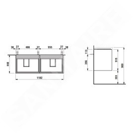 Laufen Lani - Meuble-vasque, 118x45x52 cm, 4 tiroirs, blanc brillant H4035741122611