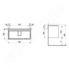 Laufen Lani - Meuble-vasque, 98x45x52 cm, 2 tiroirs, blanc mat H4035621122601