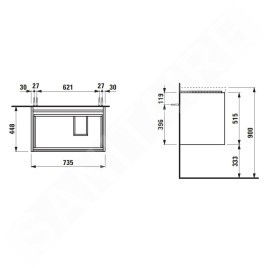 Laufen Lani - Meuble-vasque, 74x45x52 cm, 2 tiroirs, blanc brillant H4035821122611