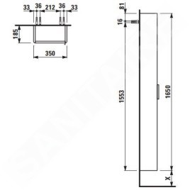 Laufen Base - Armoire haute, 165x35x19 cm, 1 porte, charnières à droite, gris H4026421102661