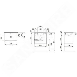 Laufen Palace - Meuble avec lavabo, 53x58x44 cm, 2 tiroirs, gris H8607022661041