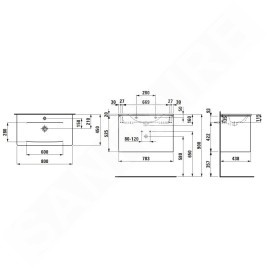 Laufen Palace - Meuble avec lavabo, 53x78x44 cm, 2 tiroirs, gris H8607052661041