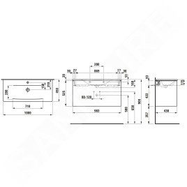 Laufen Palace - Meuble avec lavabo, 53x98x44 cm, 2 tiroirs, gris H8607072661041
