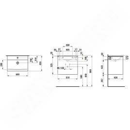 Laufen Palace - Meuble avec lavabo, 53x58x44 cm, 2 tiroirs, gris H8617022661041