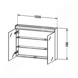 Duravit Brioso - Armoire de toilette 760x1020x148 mm, 2 portes, blanc brillant BR7103022221000