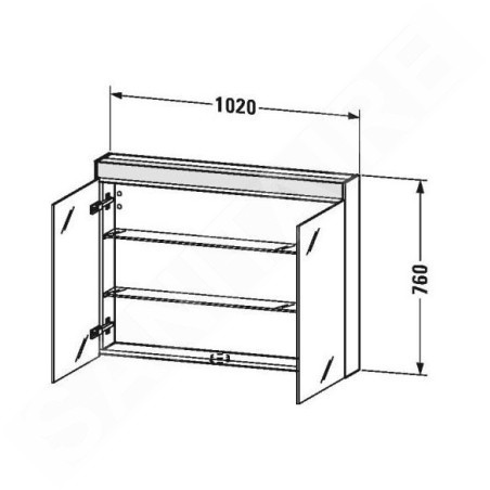 Duravit Brioso - Armoire de toilette 760x1020x148 mm, 2 portes, blanc brillant BR7103022221000