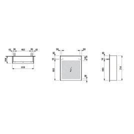 Laufen Lani - Armoire miroir avec éclairage LED, 71x62x21 cm, 1 portes, charnières à gauche, chêne H4037311122671
