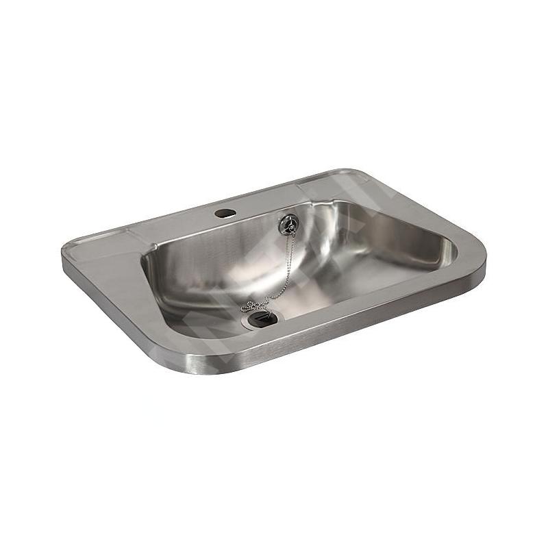 Sanela Lavabos en inox - Lavabo avec trop-plein 560x420 mm, trou pour robinetterie, inox SLUN 26