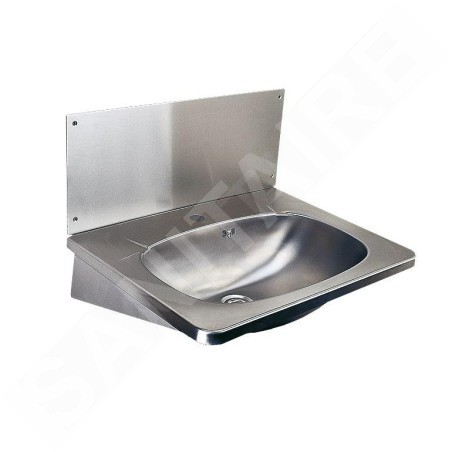 Sanela Lavabos en inox - Lavabo avec trop-plein 595x445 mm, orifice pour mitigeur, inox SLUN 02