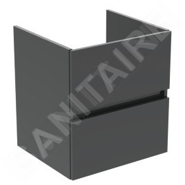 Ideal Standard Eurovit - Meuble-lavabo, 55x50x44 cm, 2 tiroirs, gris brillant R0256TI