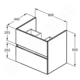 Ideal Standard Eurovit - Meuble-lavabo, 55x60x44 cm, 2 tiroirs, blanc brillant R0259WG