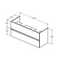 Ideal Standard Eurovit - Meuble-lavabo, 55x120x44 cm, 2 tiroirs, chêne R0266Y8