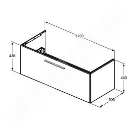 Ideal Standard i.Life B - Meuble-lavabo 44x120x51 cm, 1 tiroir, quartz gris mat T5515NG