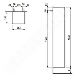 Laufen Meda - Armoire haute, 165x35x34 cm, 1 porte, charnières à gauche, chêne H4216510112671