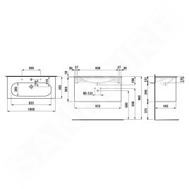 Laufen Lua - Meuble avec lavabo, 51x97x44 cm, 2 tiroirs, chêne H8600882671041