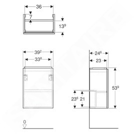 Geberit Acanto - Meuble-lavabo, 54x39x25 cm, 1 porte, charnières G/D, lave 503.001.JK.1