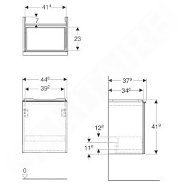Geberit Acanto - Meuble lavabo, 45x42x38 cm, 1 tiroir, lave 503.002.JK.1