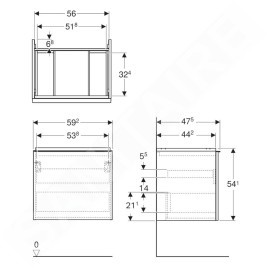 Geberit Acanto - Meuble lavabo, 59x54x48 cm, 1 tiroir, chêne 503.003.JH.1